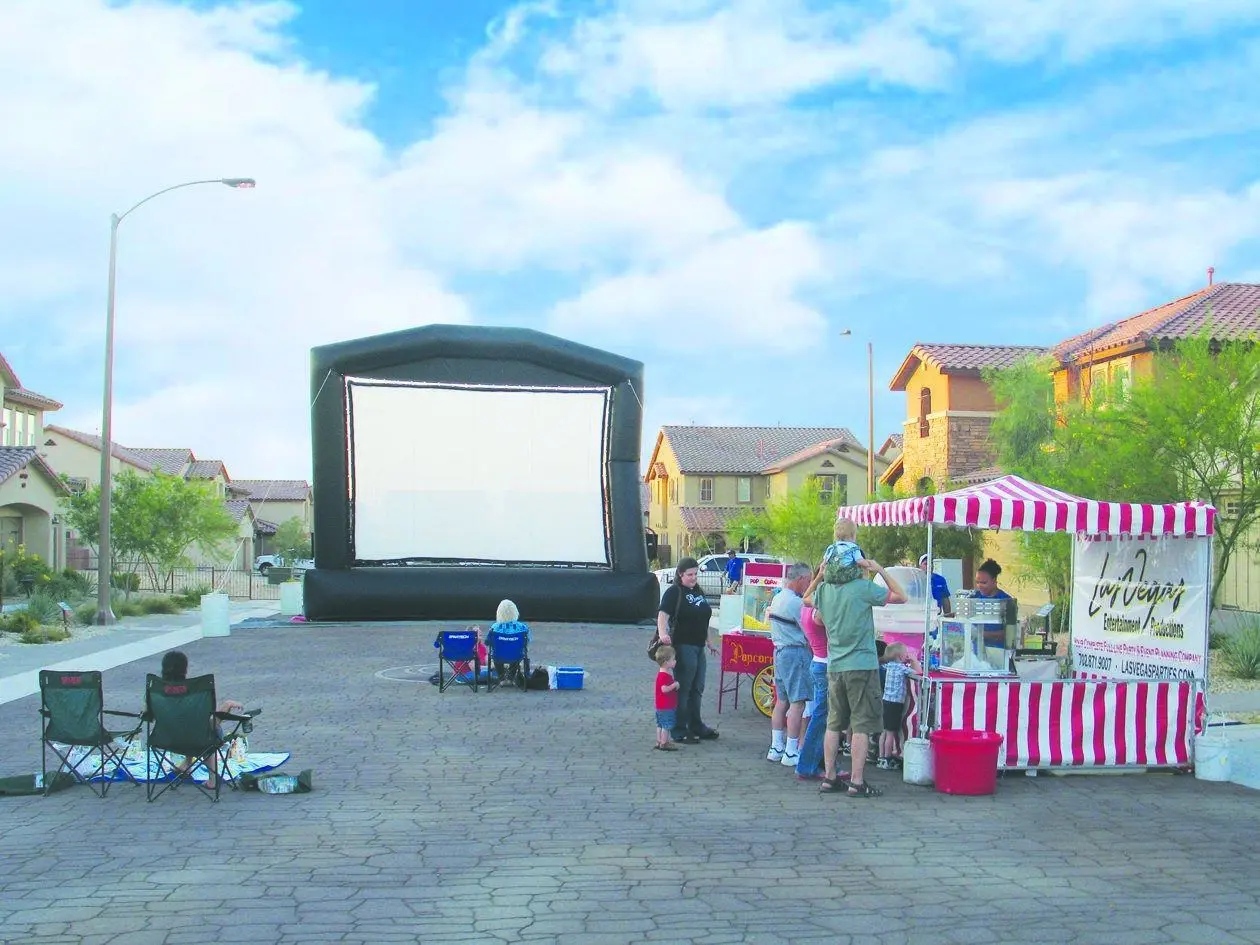 Outdoor movie night inflatable screen popcorn vendor community event for rent in Las Vegas