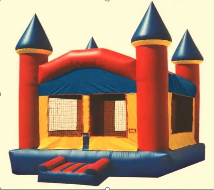 Red blue yellow castle bounce house inflatable for rent in Las Vegas