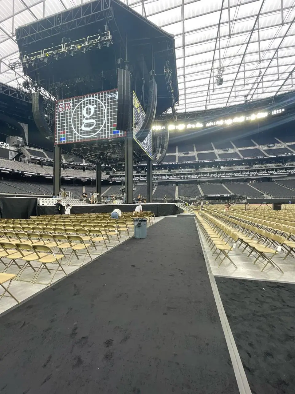 Indoor stadium carpet installation concert for rent in Las Vegas