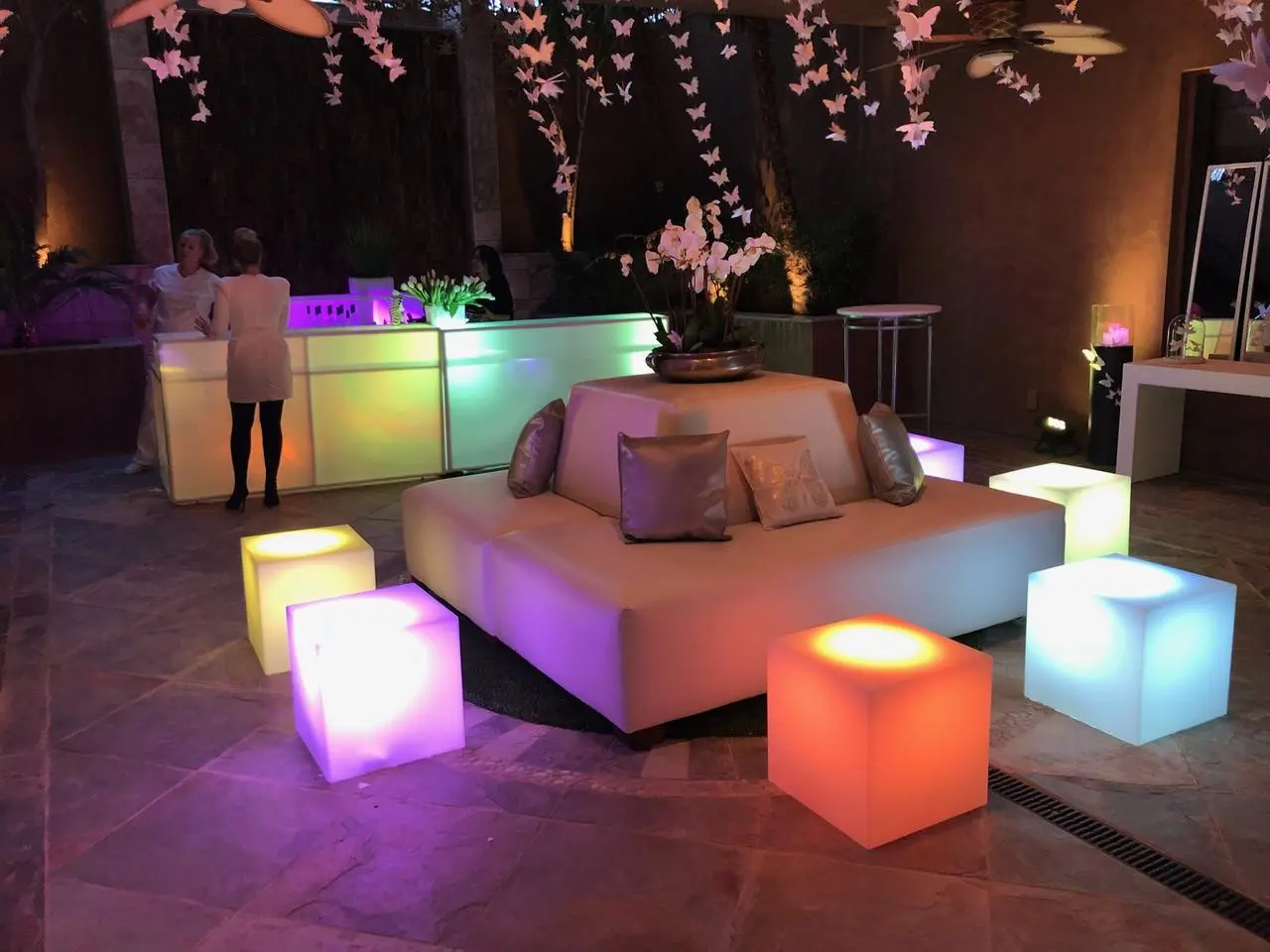 Outdoor led furniture glow tables butterfly decor for rent in Las Vegas