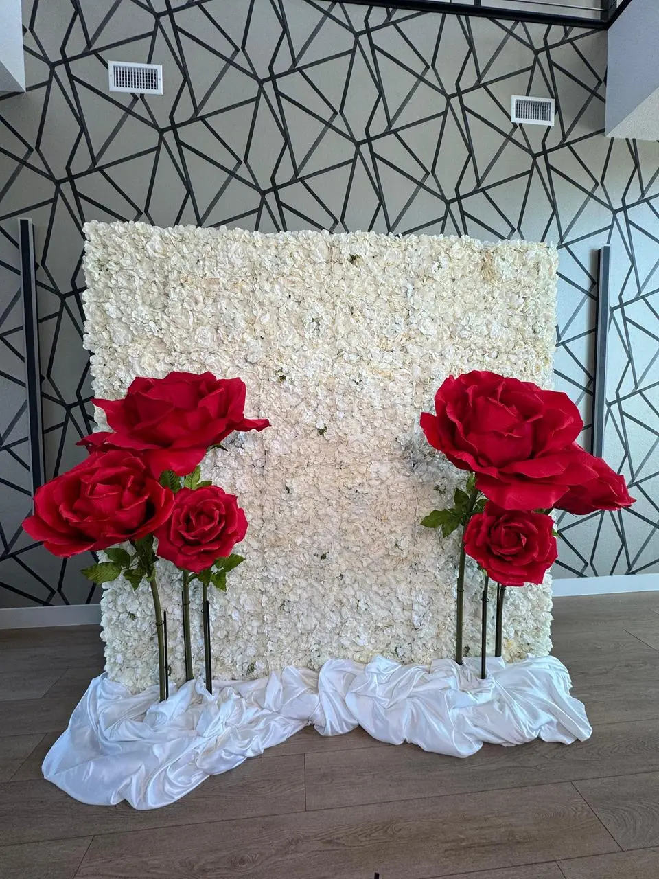 Step repeat backdrop multiple brand logos photo backdrop for rent in Las Vegas