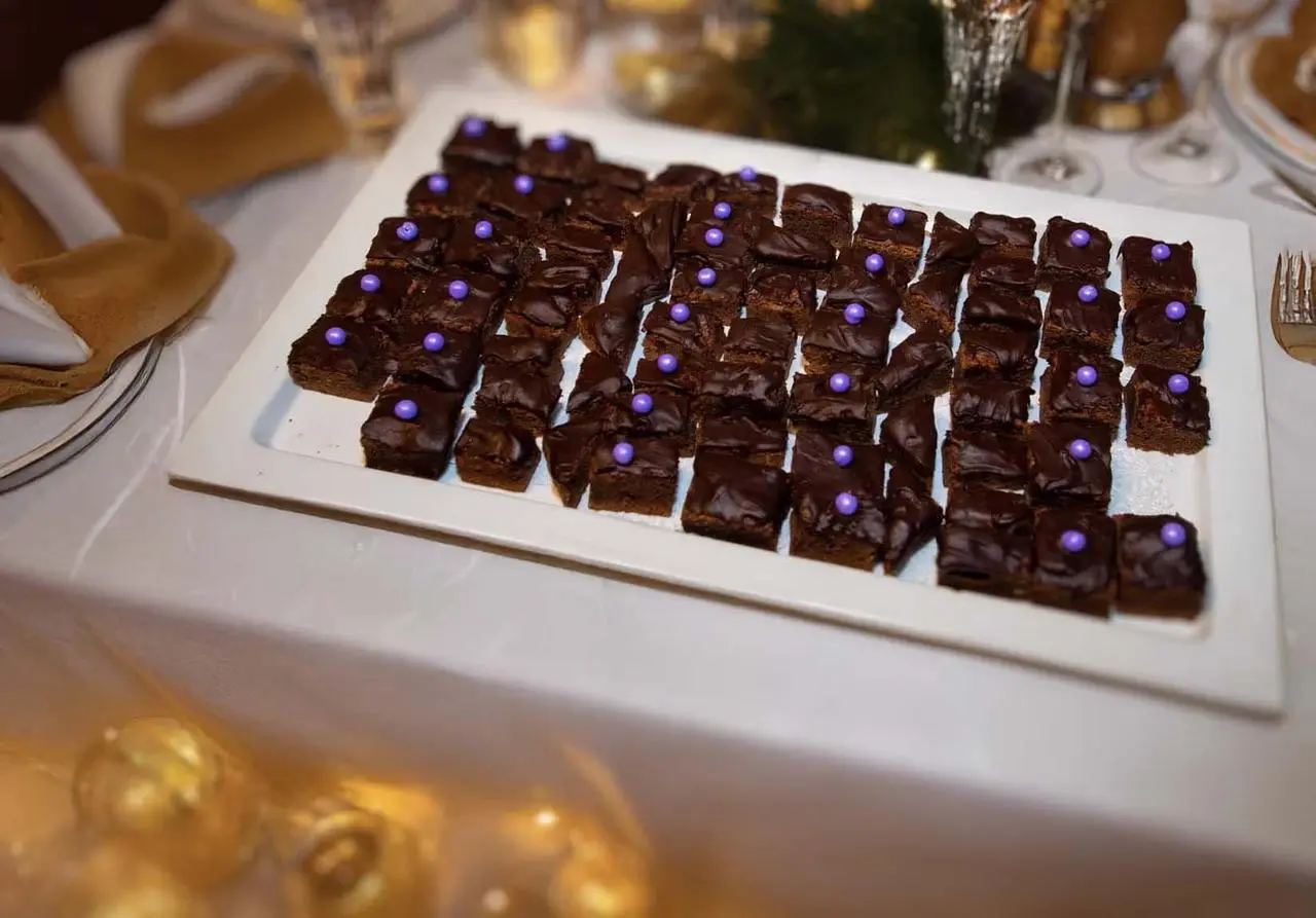 Chocolate brownies purple pearls dessert catering for rent in Las Vegas