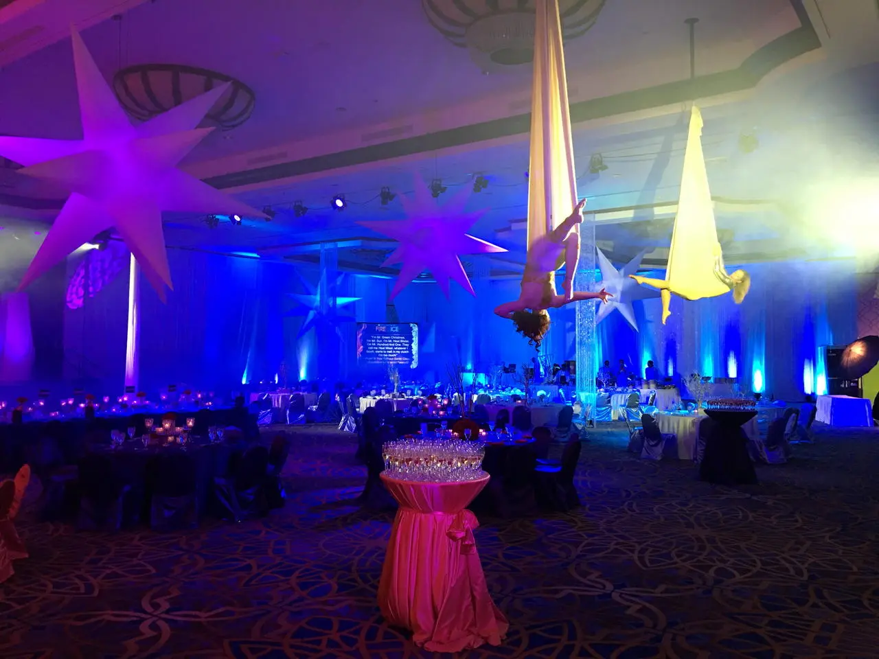 Luxury gala aerial performers star decor for rent in Las Vegas