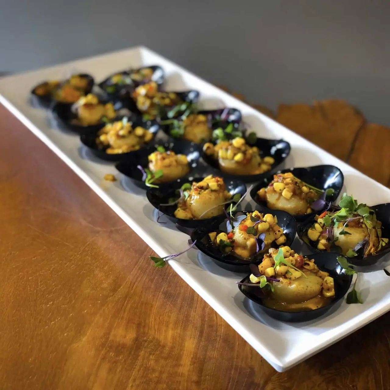 Seared scallops corn salsa appetizer catering for rent in Las Vegas