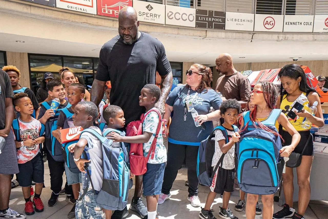 Shaquille O'Neal community shoe giveaway event for children in Las Vegas