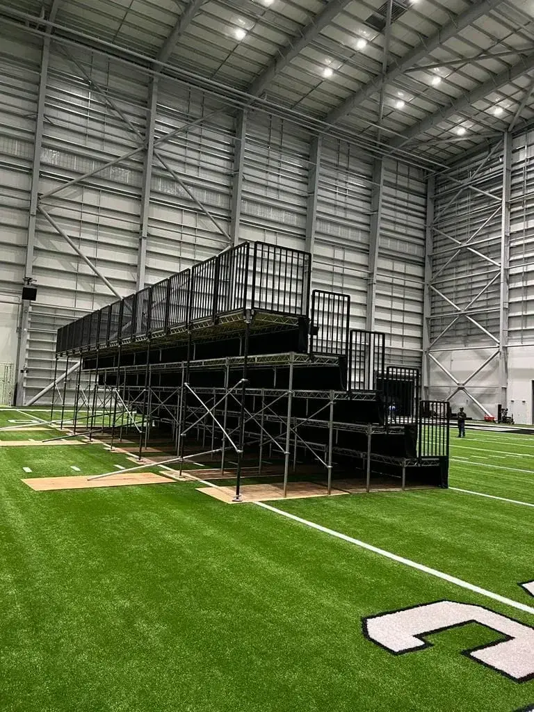 Bleacher seating system tiered risers for rent in Las Vegas