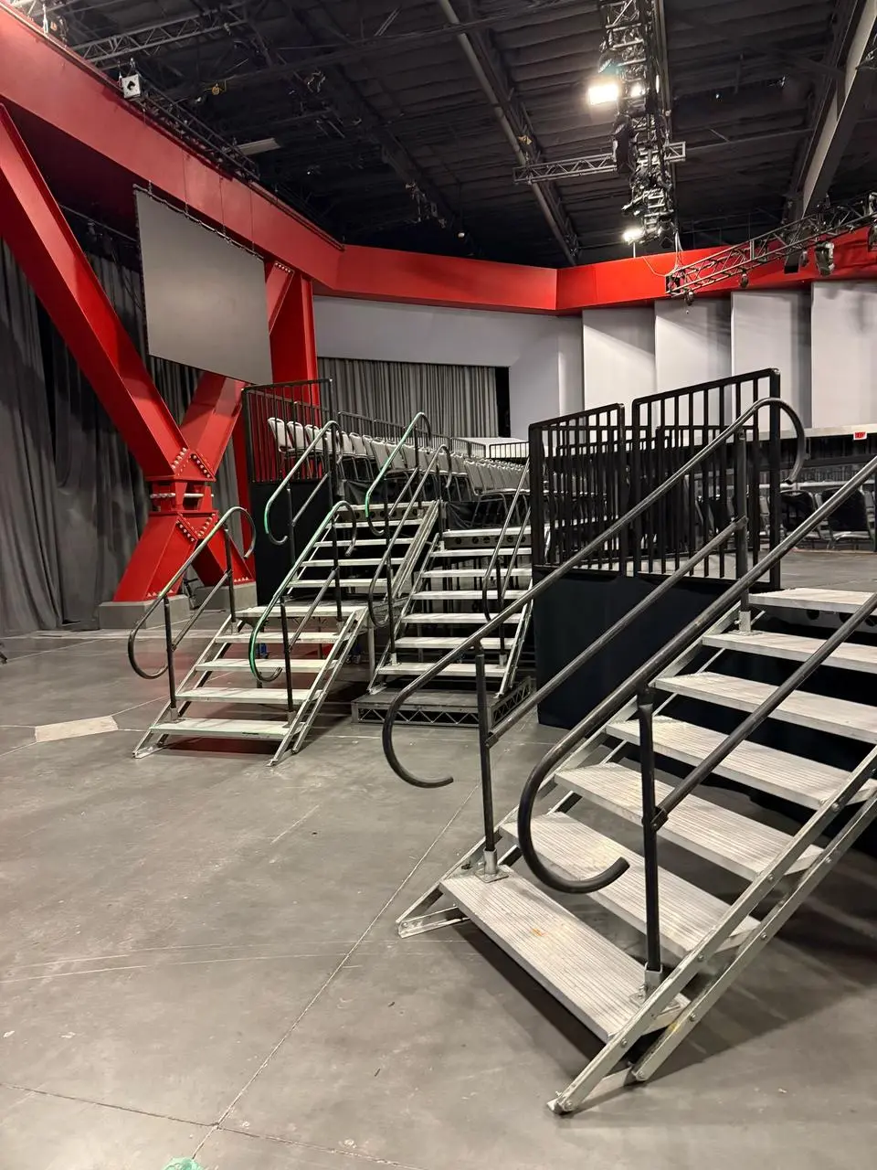 Modular stage risers ada ramps indoor convention center for rent in Las Vegas