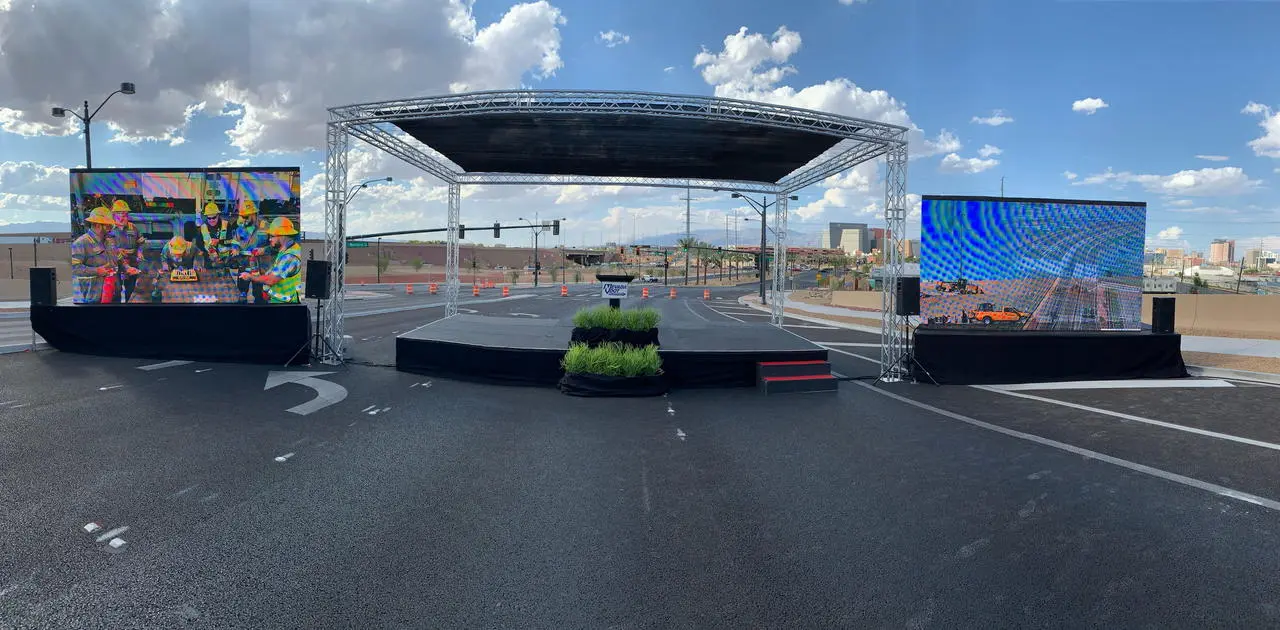 Outdoor event stage led screens tent structure groundbreaking ceremony for rent in Las Vegas