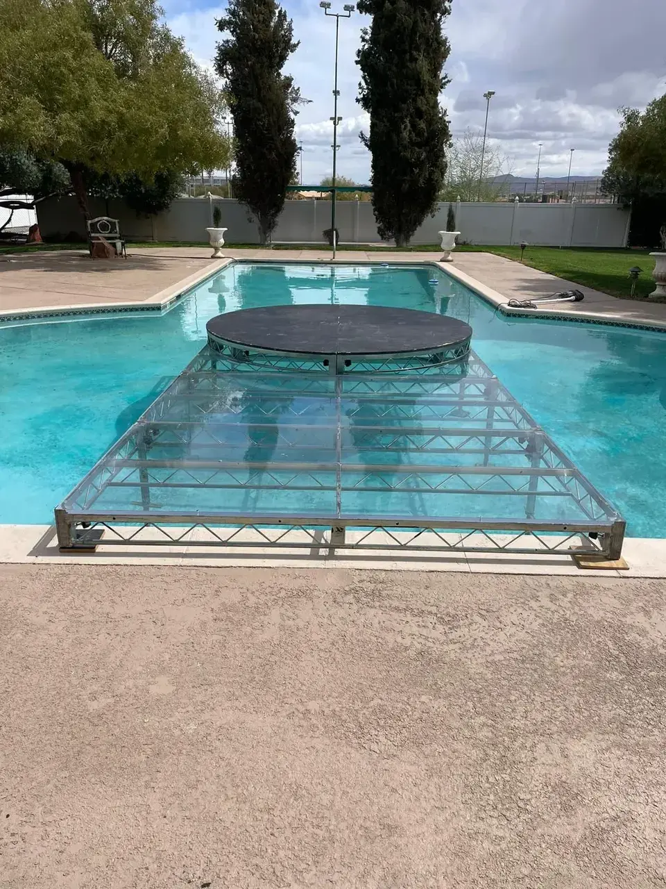 Pool stage design installation for rent in Las Vegas