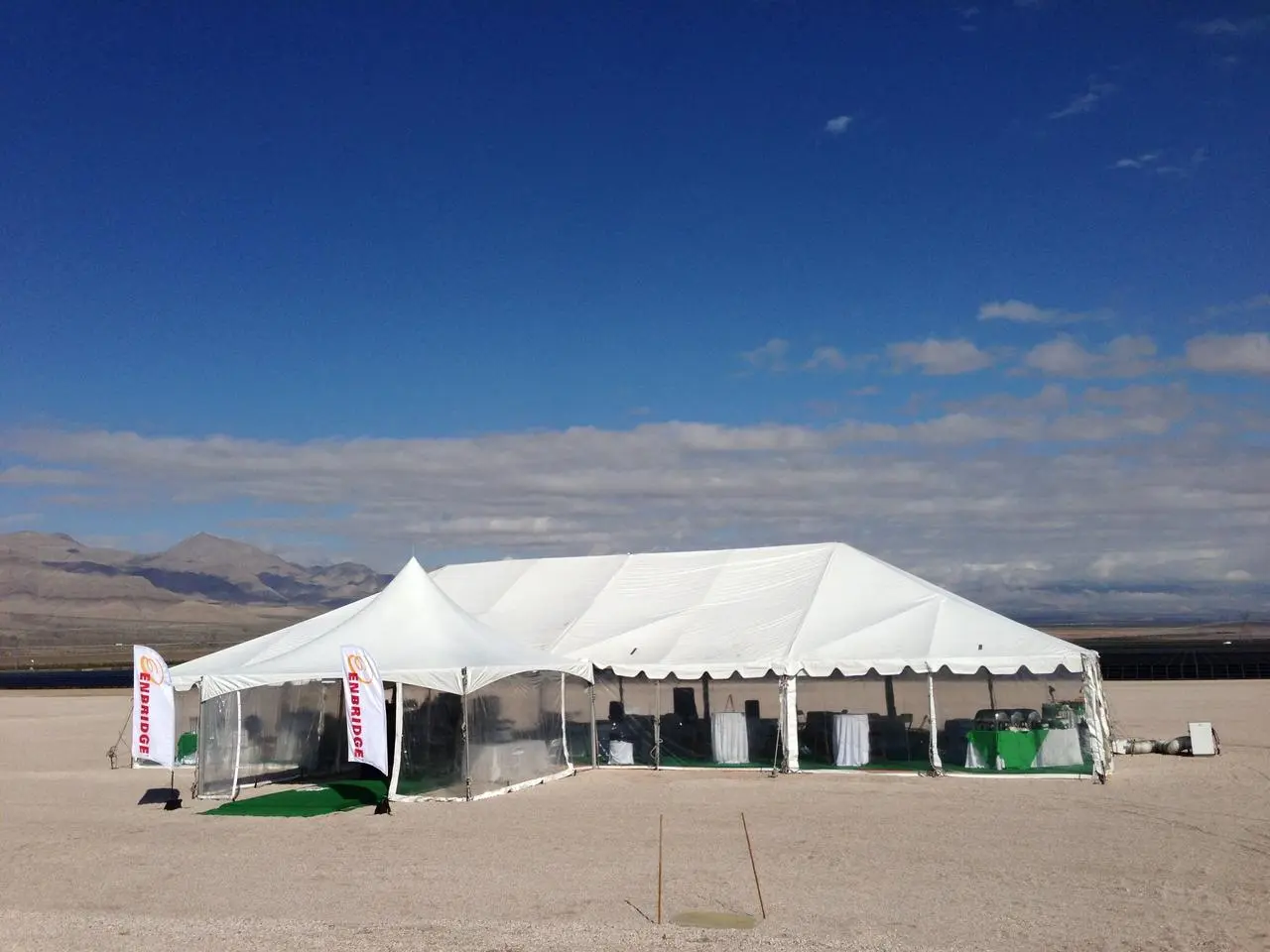 Large clear span tent desert corporate event setup for rent in Las Vegas