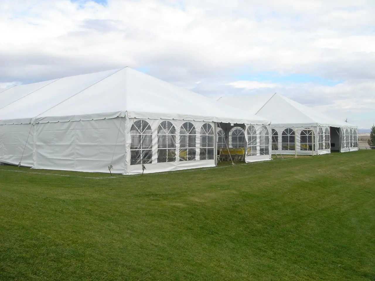 Large clear span tent window panels outdoor event for rent in Las Vegas