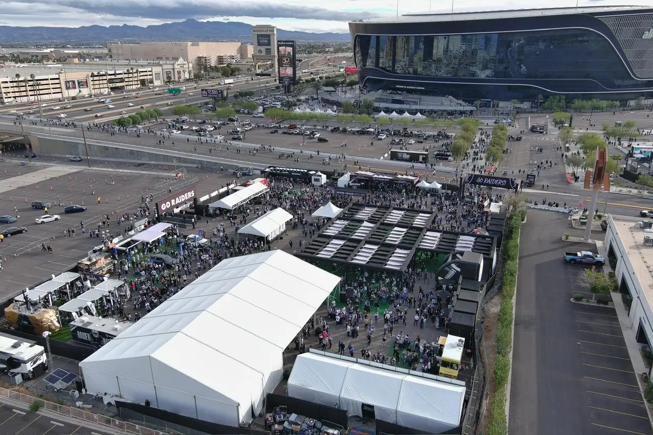 Festival build with multiple tents and a professional stage in Las Vegas