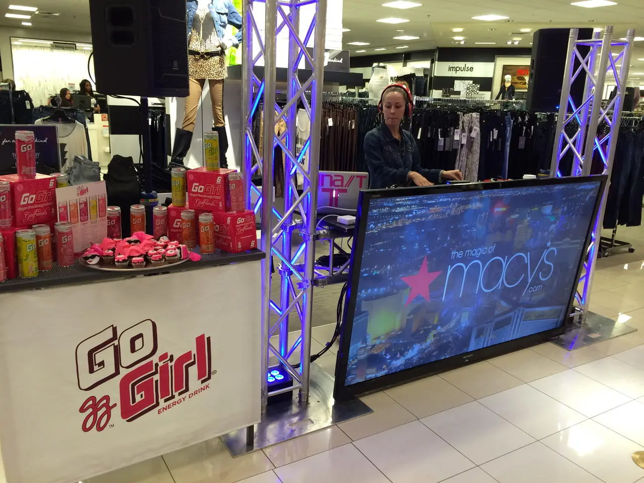 Go girl energy drink launch dj booth macys department store event for rent in Las Vegas