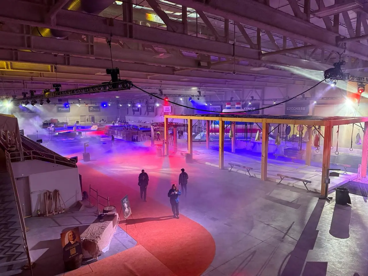Indoor event red blue lights smoke obstacle course for rent in Las Vegas