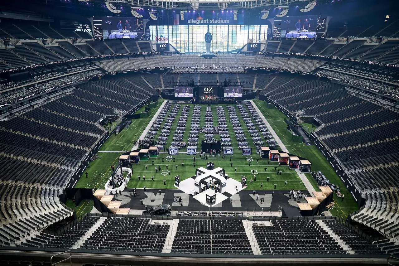 Oz event allegiant stadium field level tables stages led screens event for rent in Las Vegas