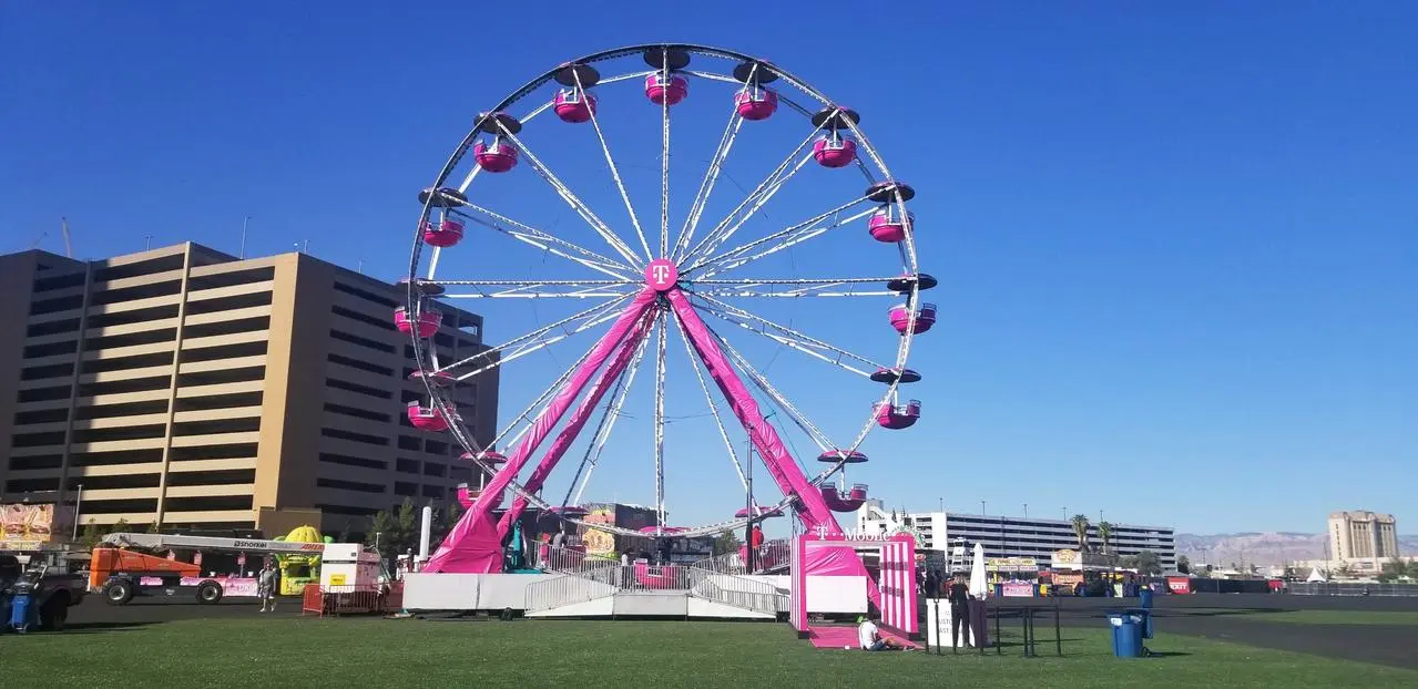 T mobile magenta ferris wheel green field outdoor event for rent in Las Vegas