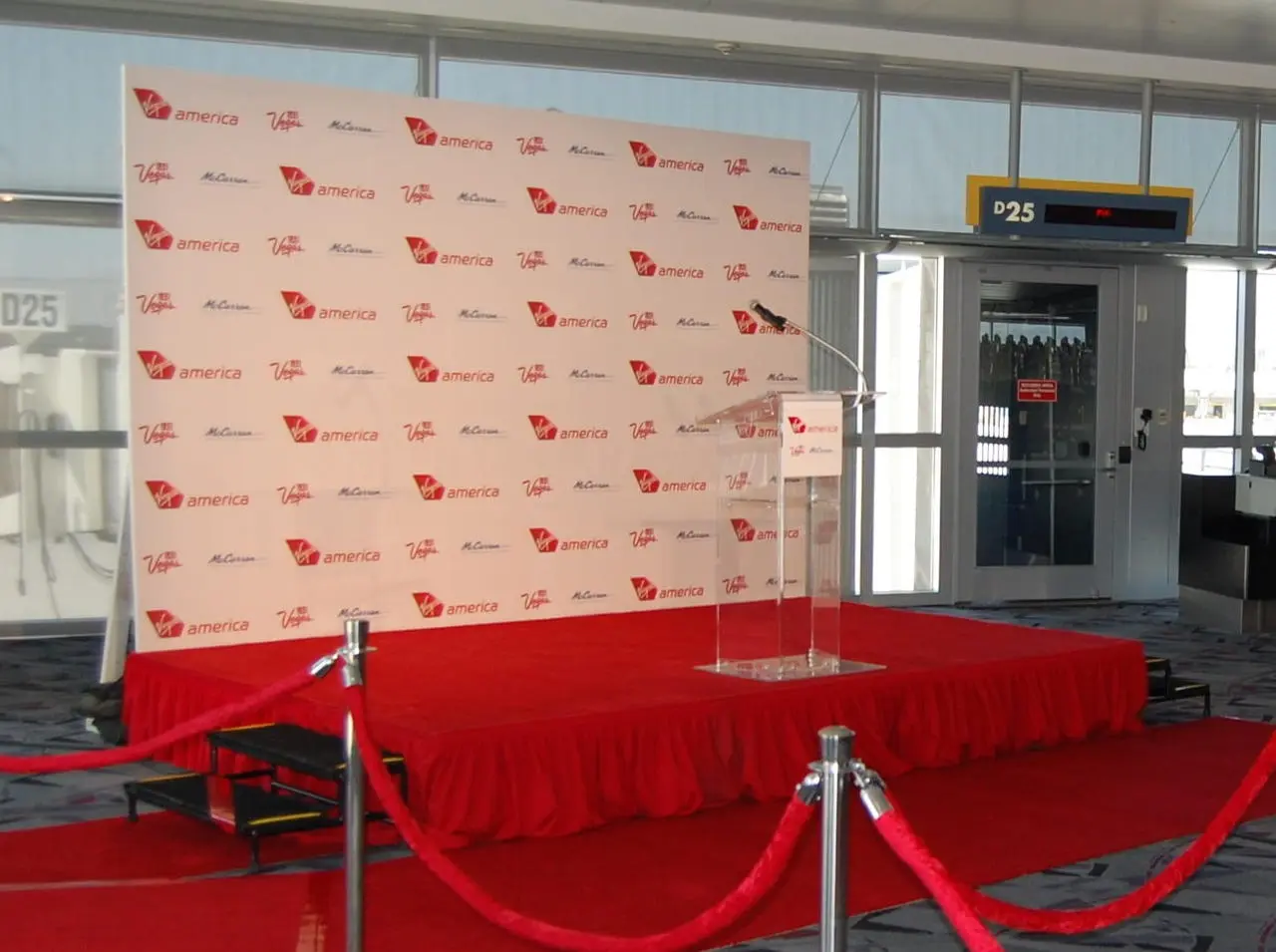 Virgin america vegas mccarran airport press conference red carpet step repeat for rent in Las Vegas